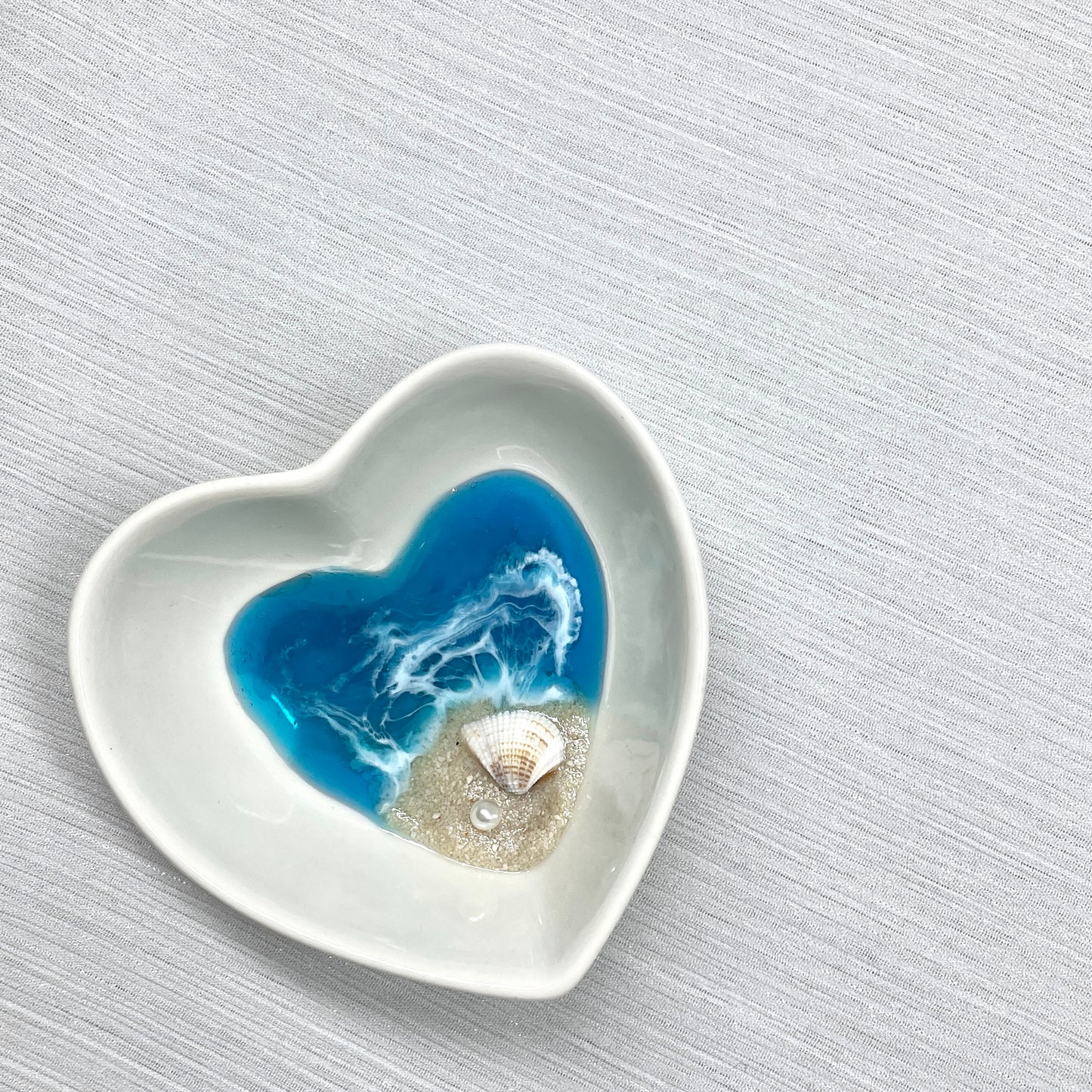Resin Ocean Heart Trinket Dish