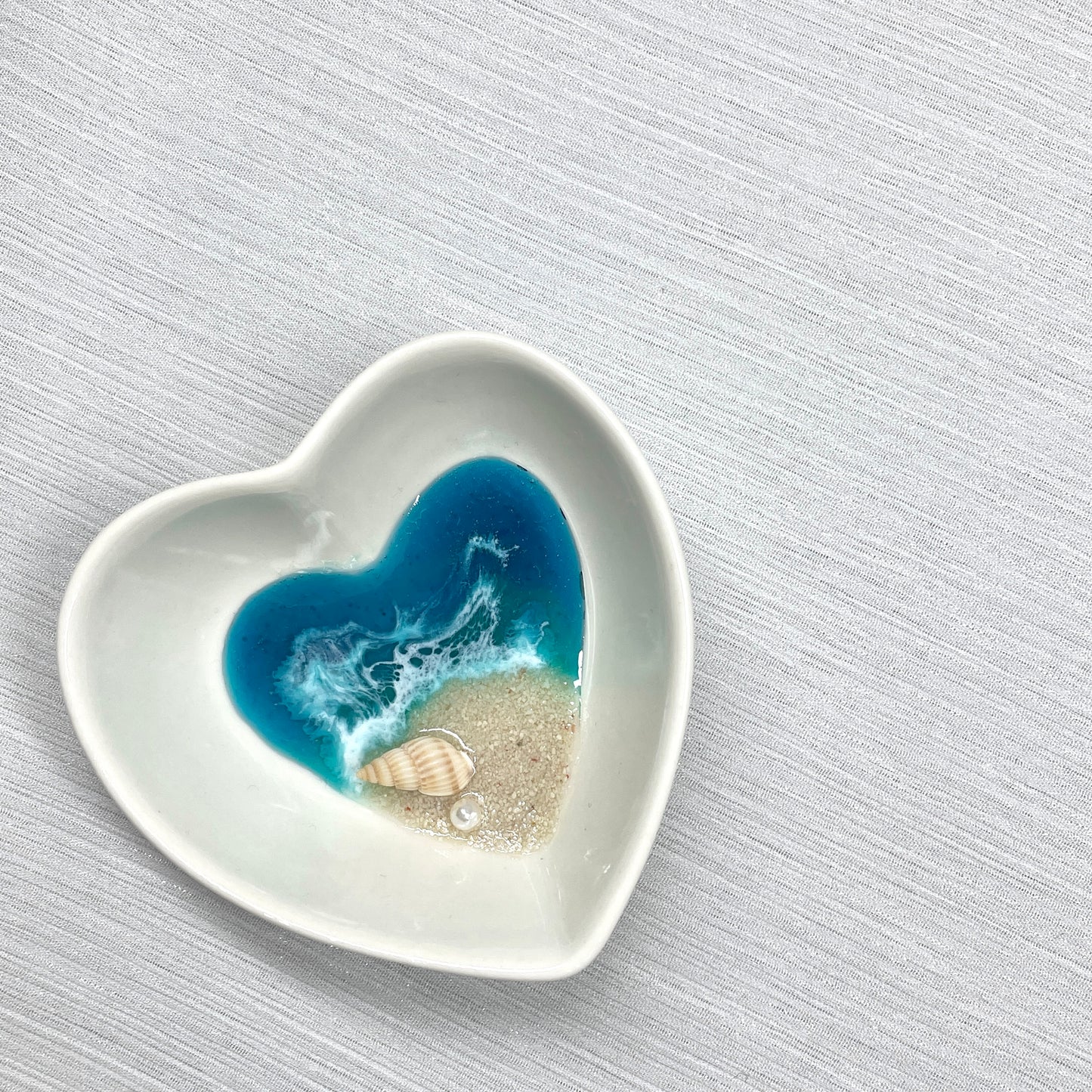Resin Ocean Heart Trinket Dish