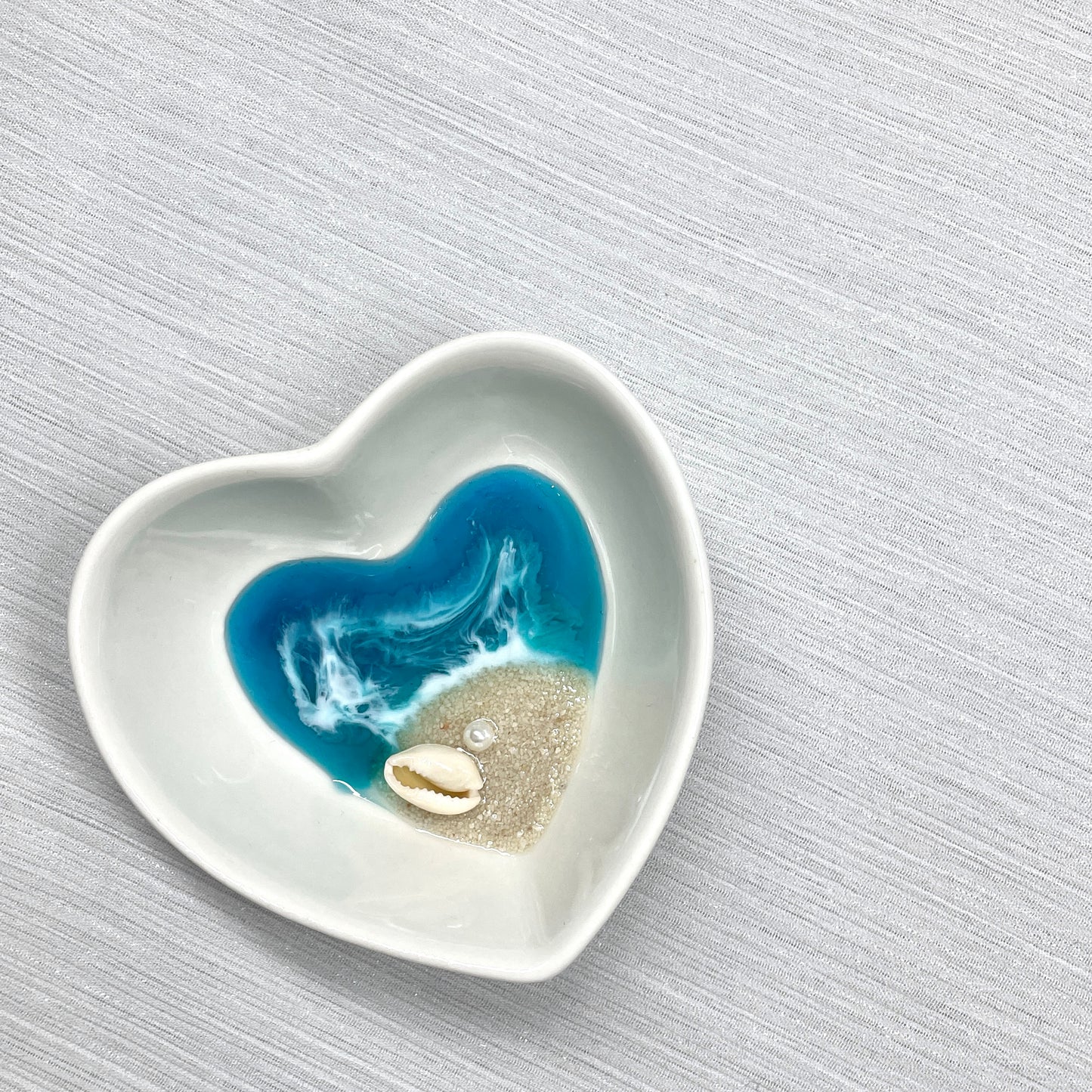 Resin Ocean Heart Trinket Dish