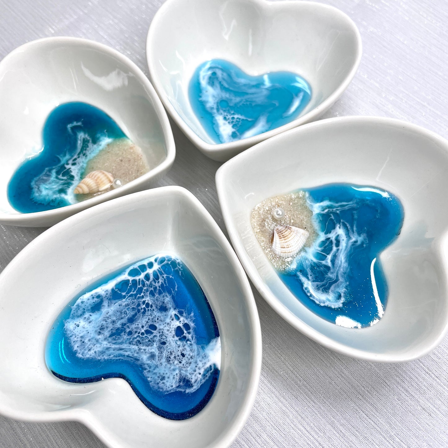 Resin Ocean Heart Trinket Dish
