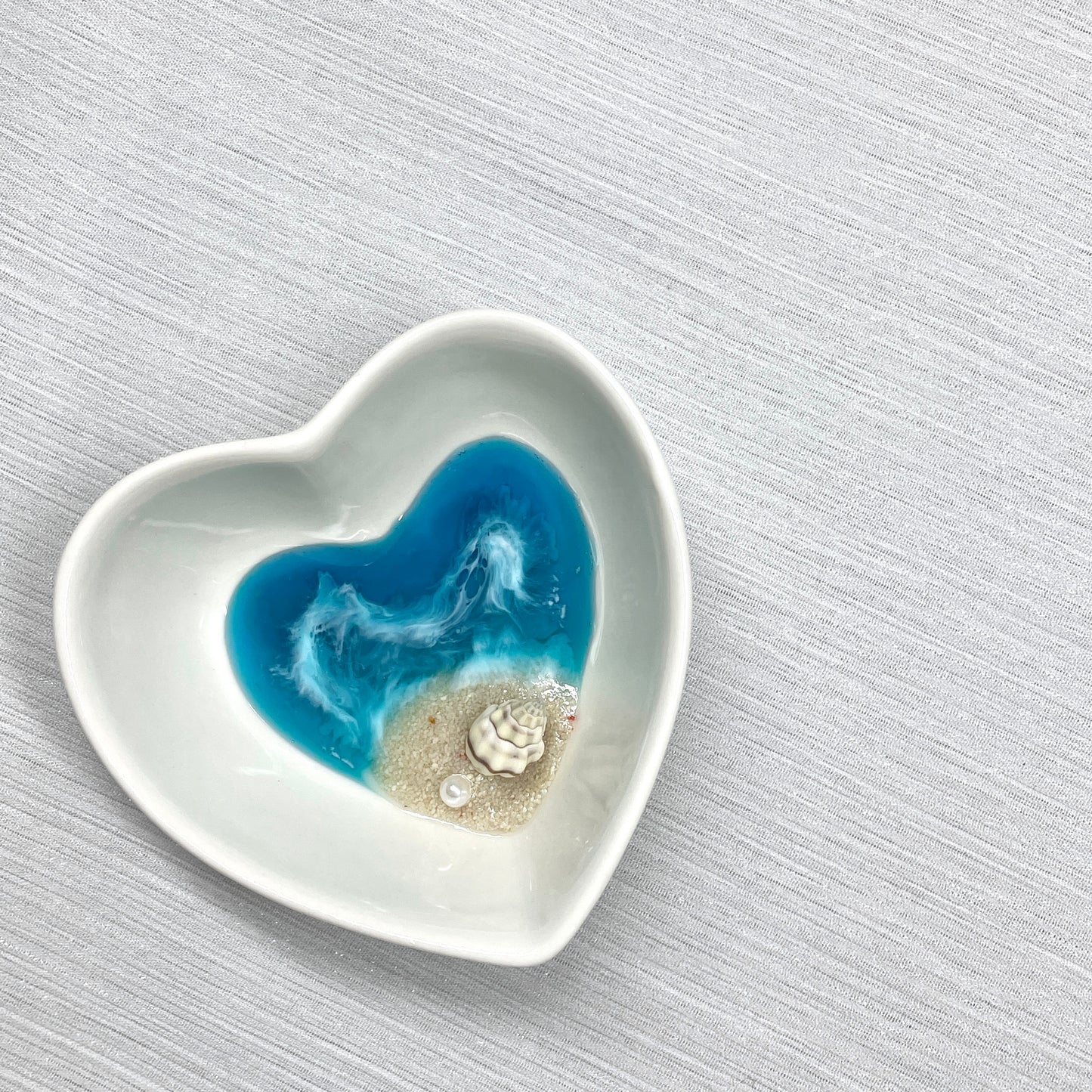 Resin Ocean Heart Trinket Dish