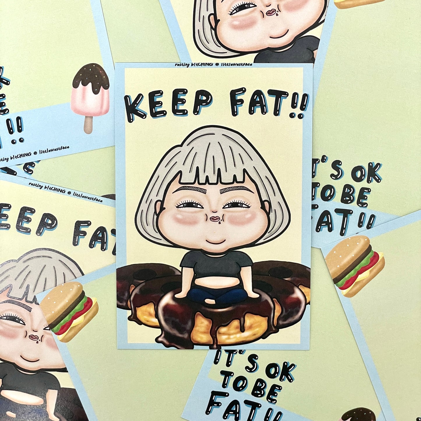 Little West Face Postcard - KEEP FAT!!