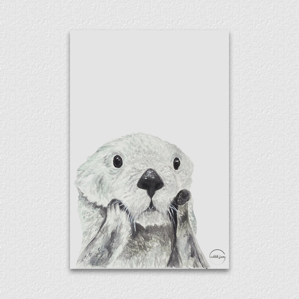 Watercolor Animal Postcard- Otter