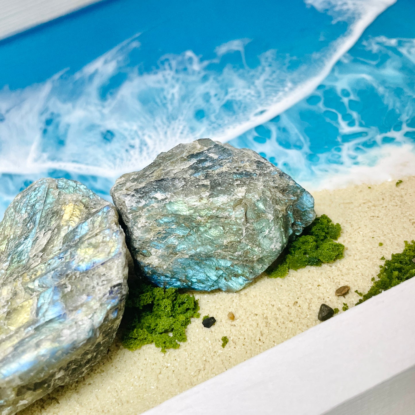 Resin Ocean Frame Decor - Labradorite