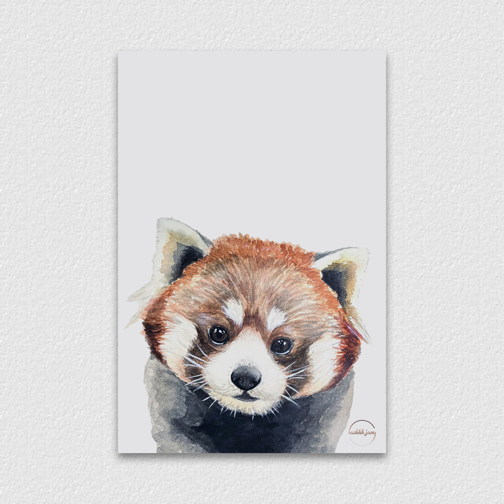 Watercolor Animal Postcard - Red Panda