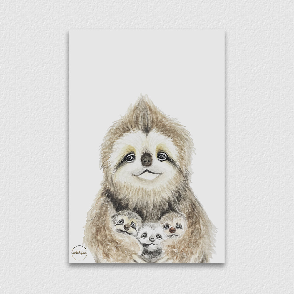 Watercolor Animal Postcard - Sloth