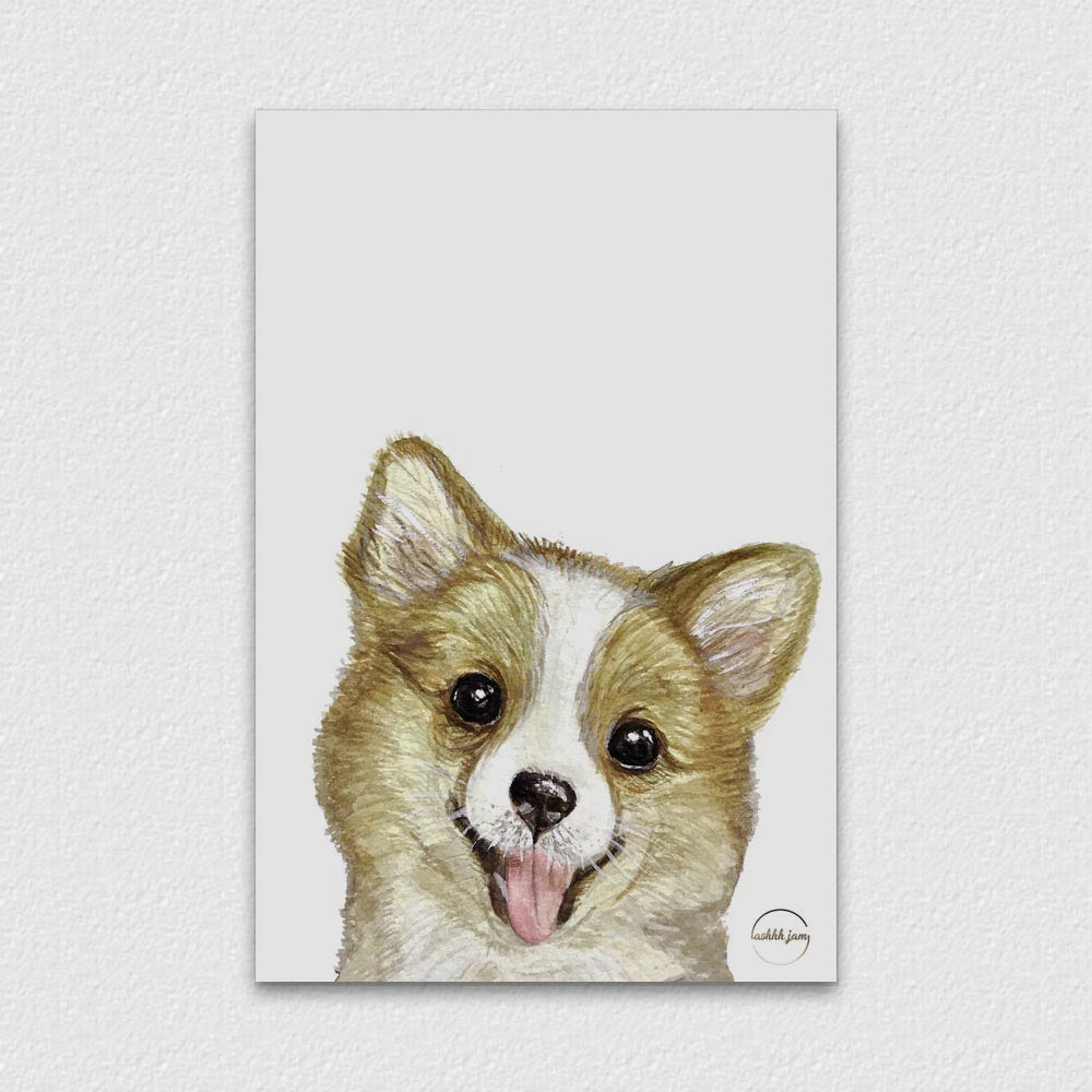 Watercolor Animal Postcard - Corgi