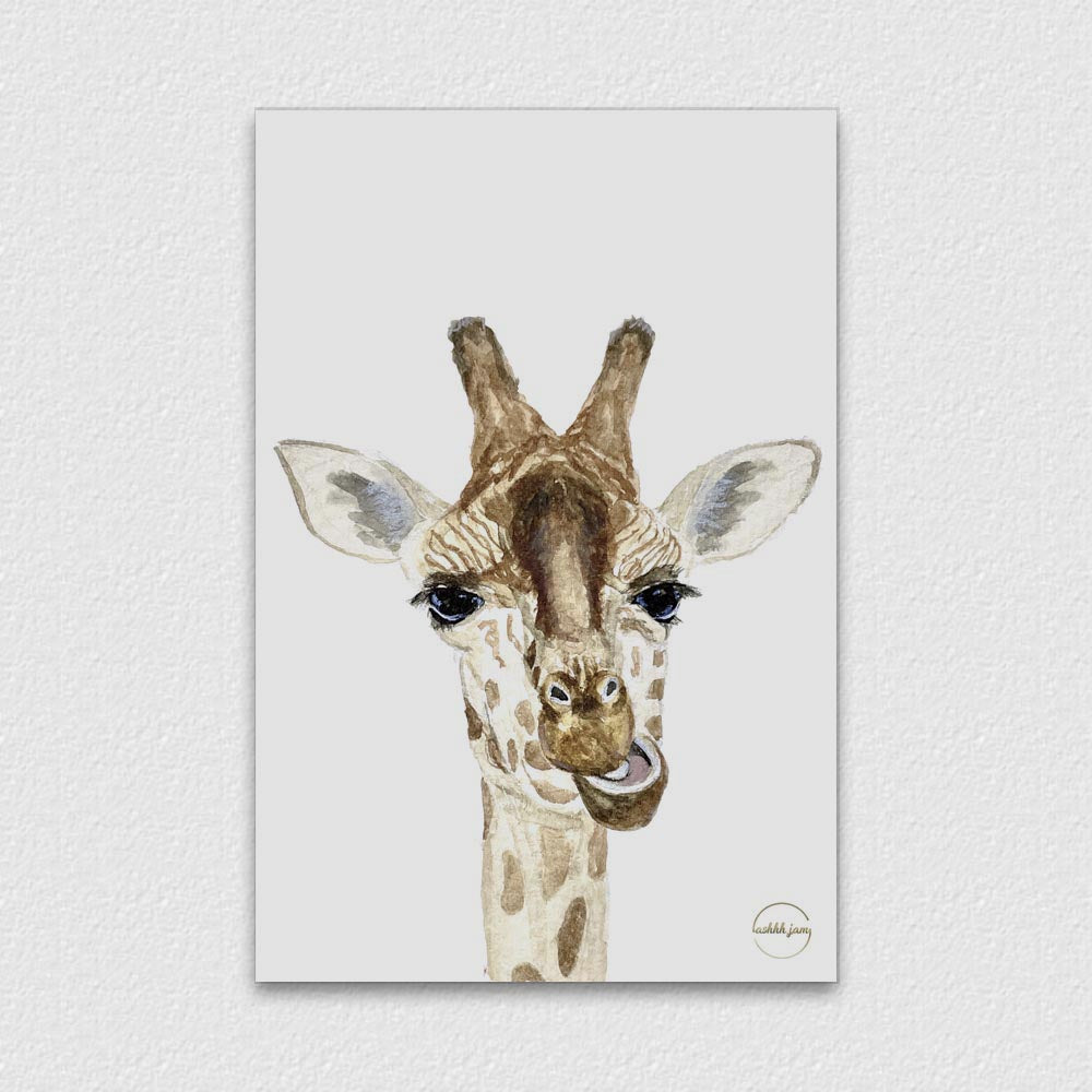 Watercolor Animal Postcard - Giraffe