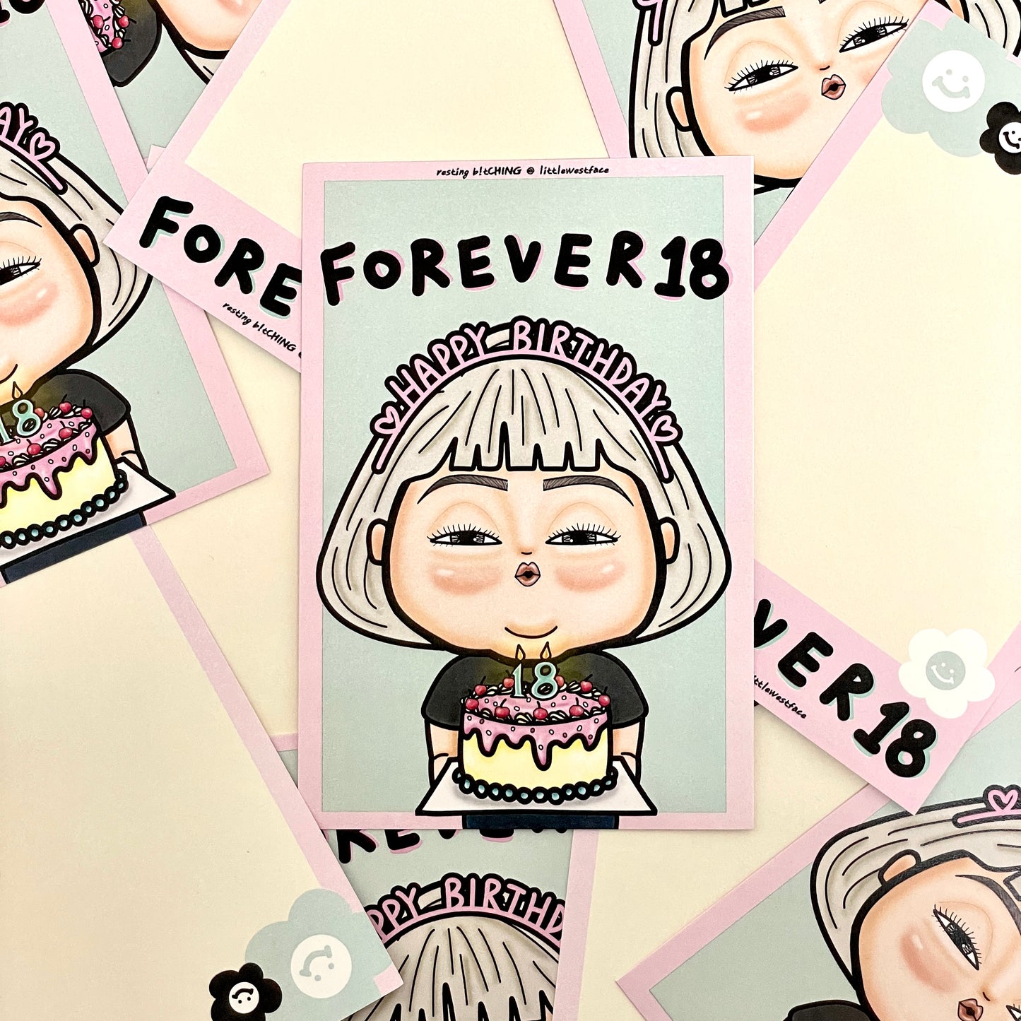 Little West Face Birthday Card-FOREVER 18