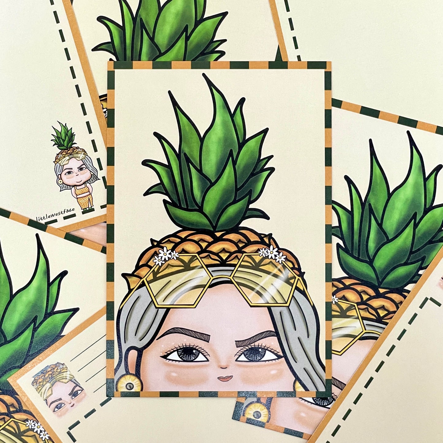 Little West Face Postcard - Pineapple