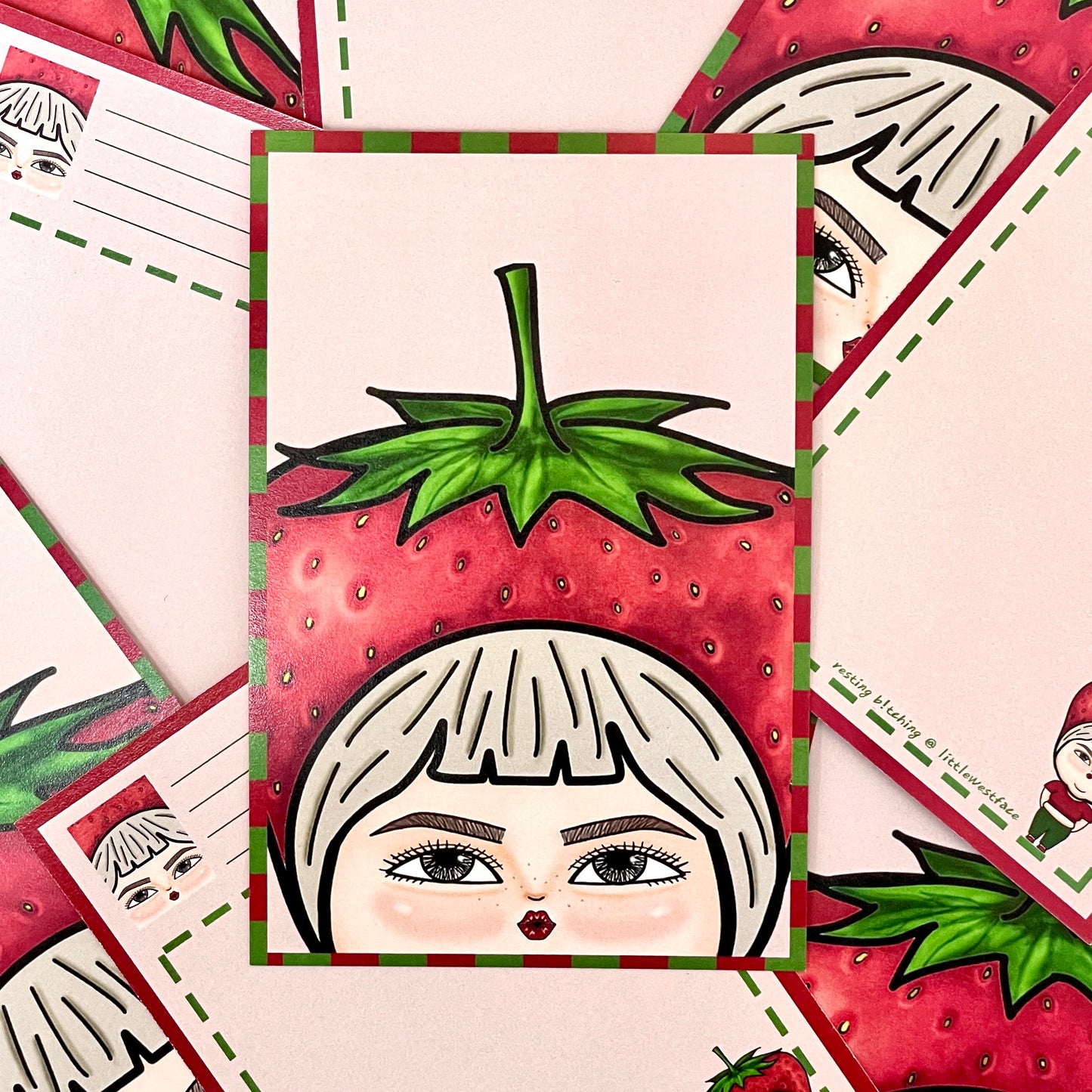 Little West Face Postcard - Strawberry