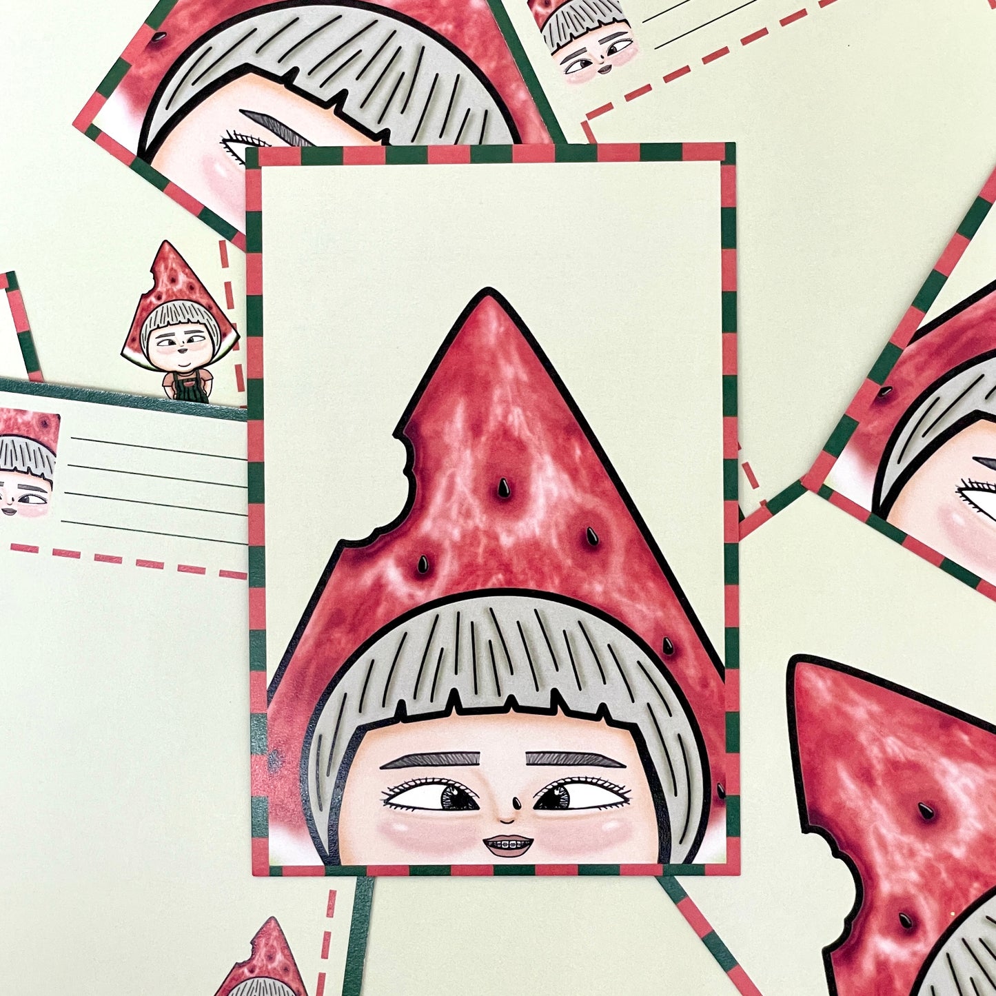 Little West Face Postcard - Watermelon