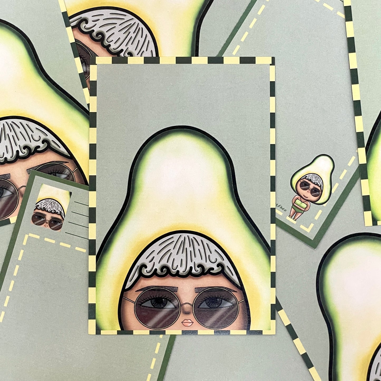 Little West Face Postcard - Avocado