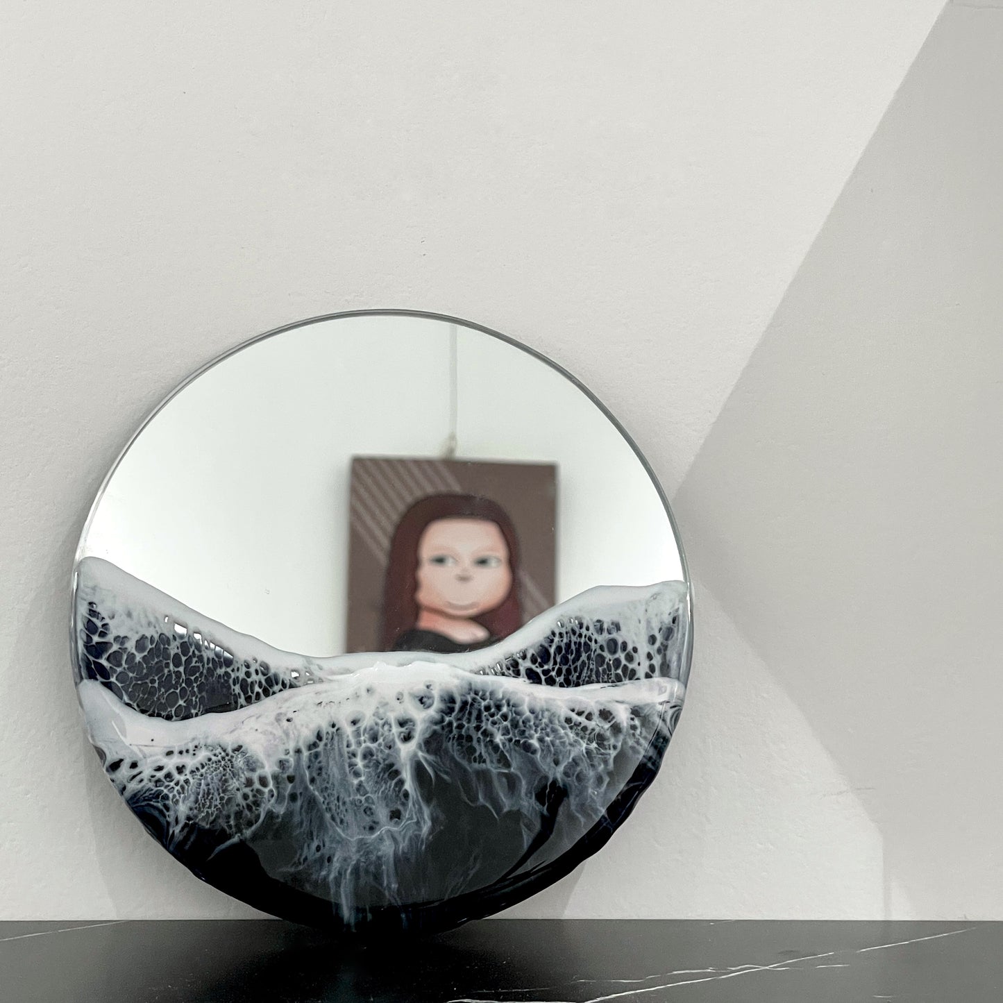 Resin Marine Round Mirror-Double Black (Small)