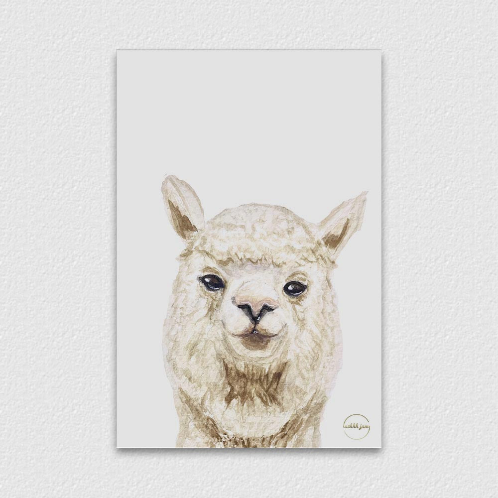 Watercolor Animal Postcard - Alpaca