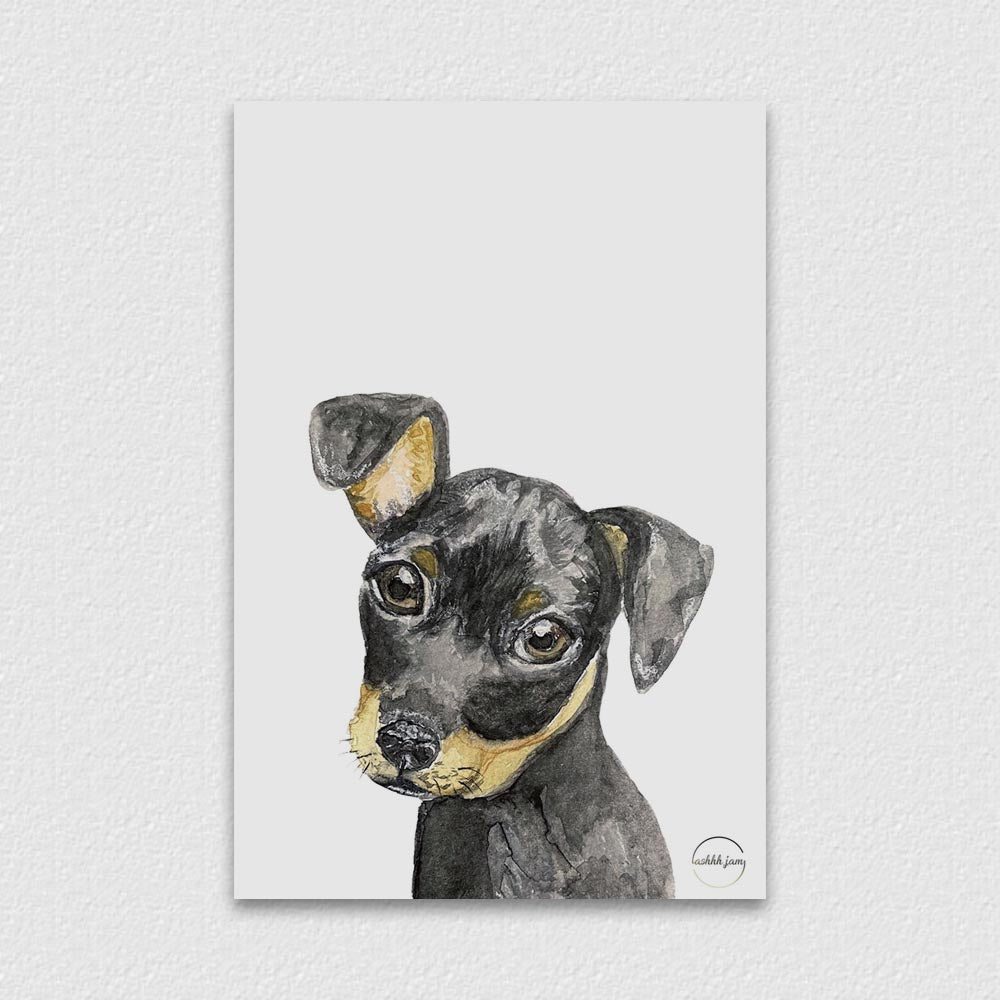 Watercolor Animal Postcard - Miniature Pinscher
