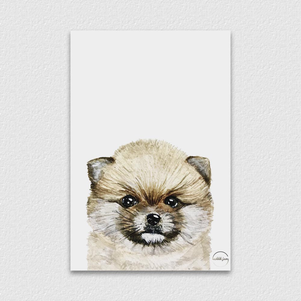 WatercolorAnimal postcard- Pomeranian