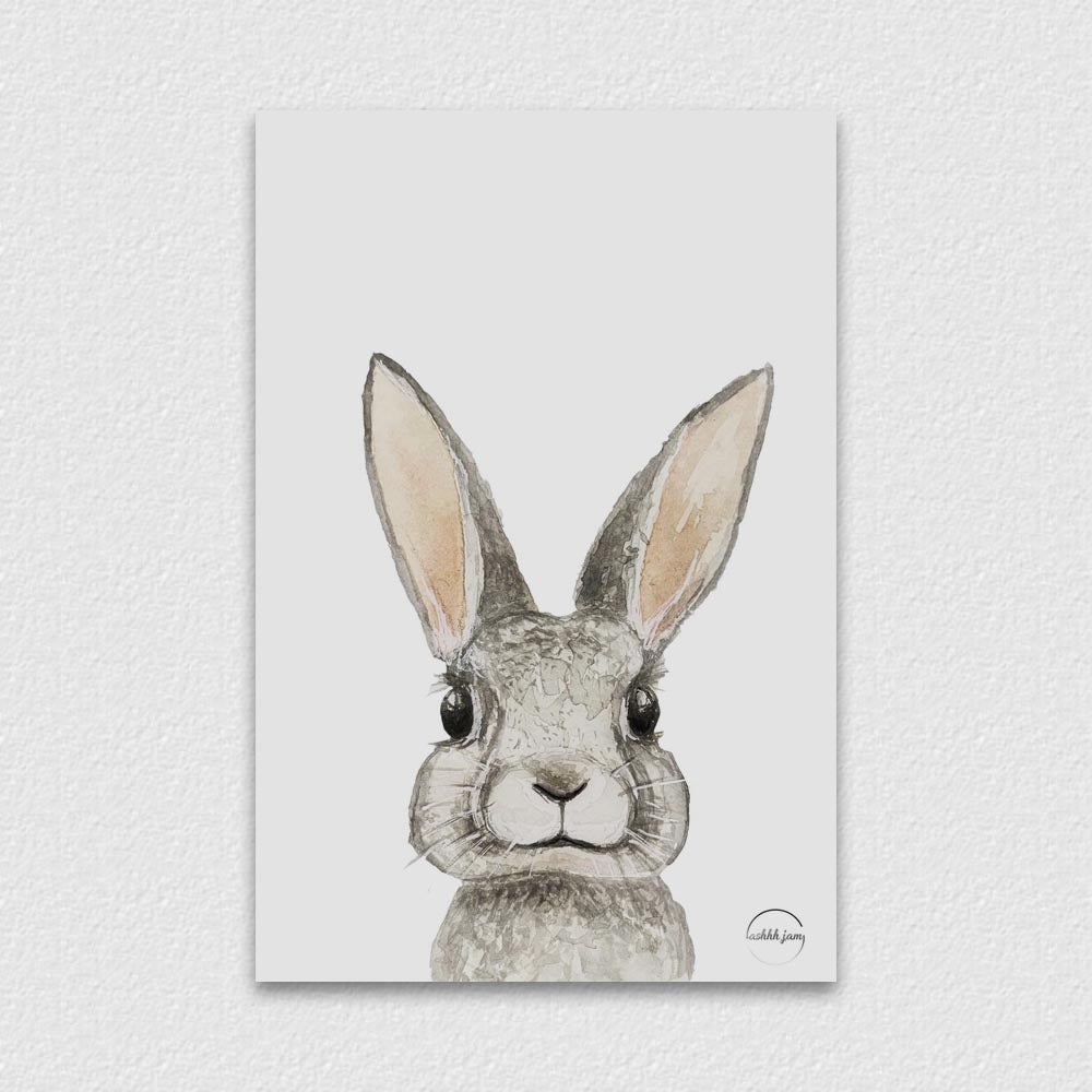 Watercolor Animal Postcard - Rabbit