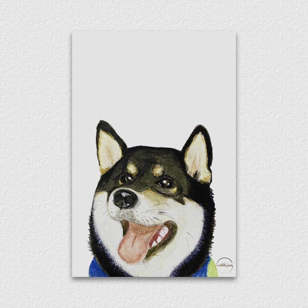Watercolor Animal Postcard- Shiba Inu