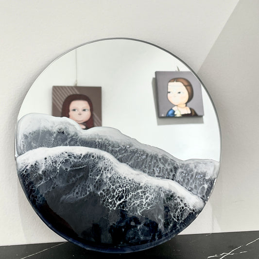 Resin Marine Round Mirror-Double Black (Large)