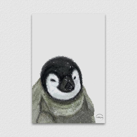 水彩風動物明信片 - 企鵝